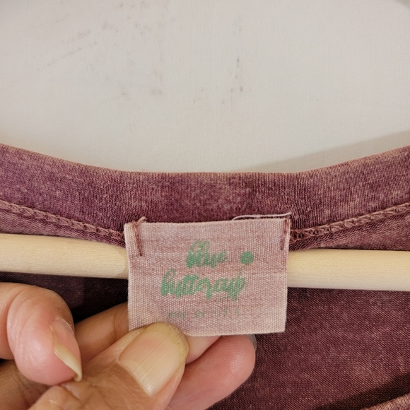 Blue Buttercup Women Burnout Red Fringe Top Sz M Boho Grunge Festival Minimalist - Picture 9 of 12